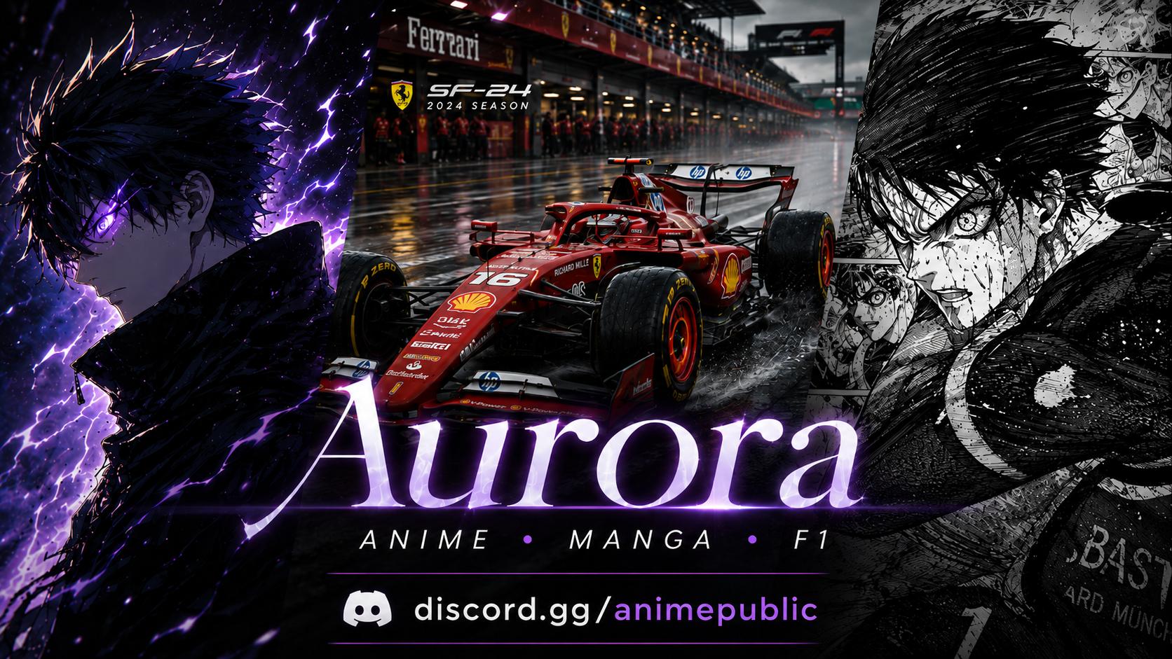 Discovery splash banner for Aurora マ Anime ・ Manga ・ F1 Discord server