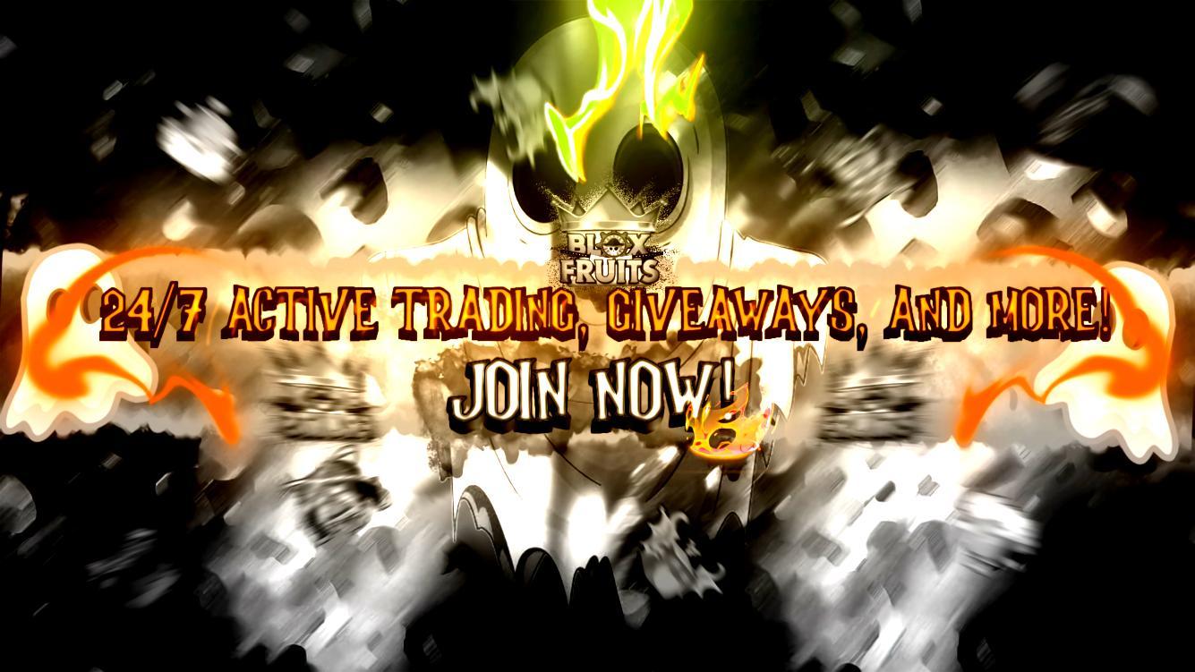 Discovery splash banner for Blox Fruits Trading Server | 24/7 Stock & Stock Notifier | Values Discord server