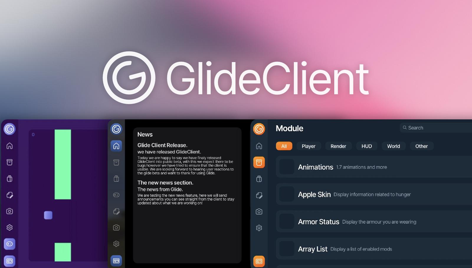 Discovery splash banner for GlideClient | support, news and more Discord server