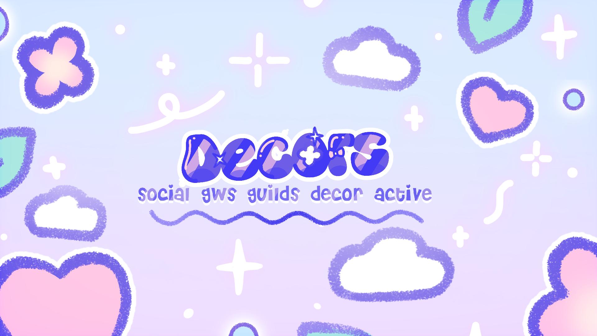 Discovery splash banner for 🍧 decors ୧ sociαl ⊹ decor ⊹ giveαwαys ⊹ guilds Discord server