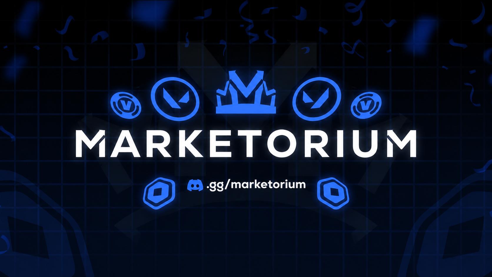 Discovery splash banner for Marketorium™ | Cheap Robux, Cheap V-Bucks, Cheap Valorant Points, Cheap R6 Credits Discord server