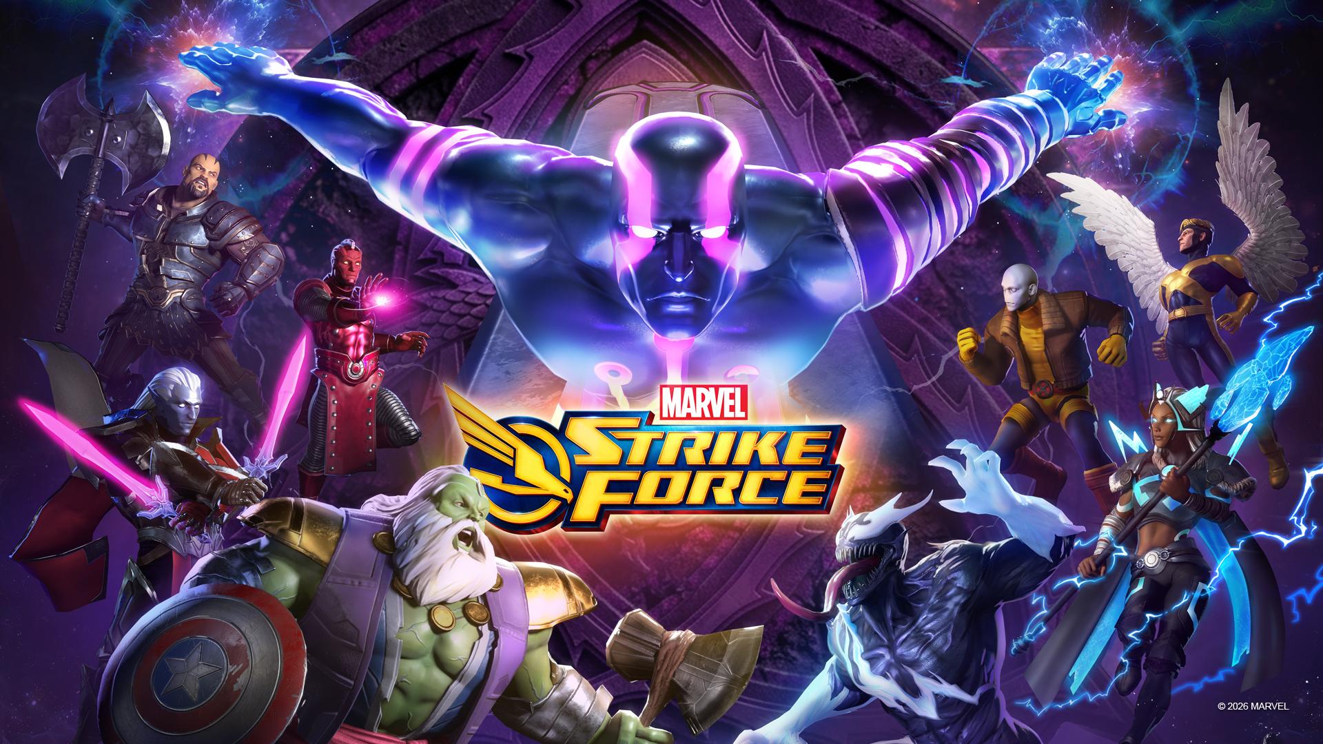 Discovery splash banner for MARVEL Strike Force Discord server