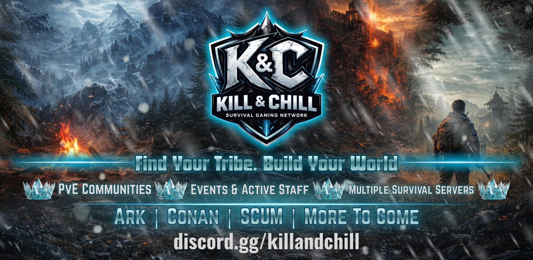 Discovery splash banner for 🦖 “KILL&CHILL GAMING” ACTIVE OWNERS AND ADMIN GREAT COMMUNITY ™ Discord server